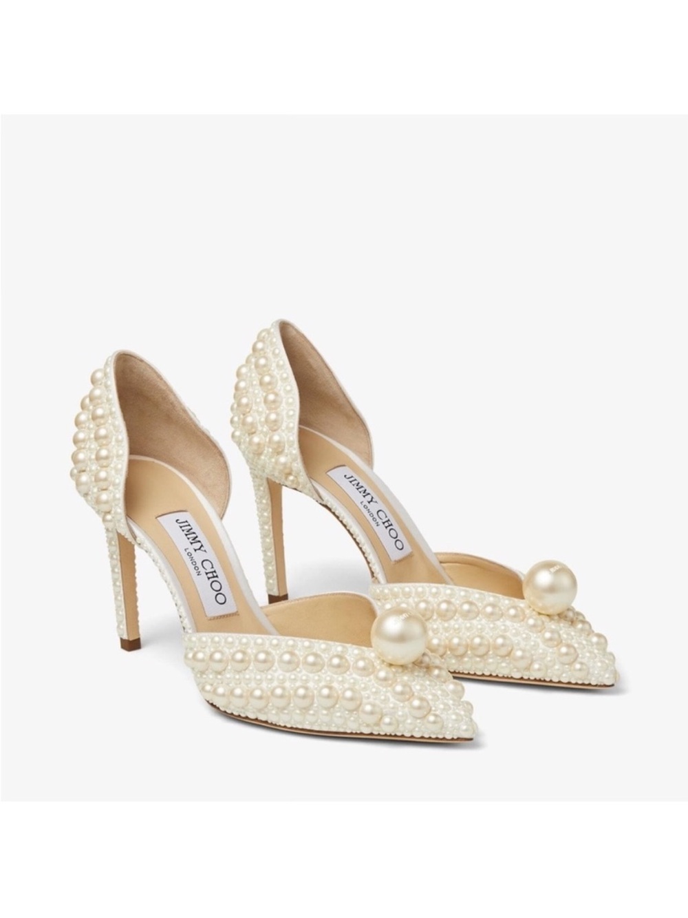 New JIMMY CHOO Sabine 85 faux pearl-embellished satin pumps 36.5 $1,895 - Picture 5 of 16